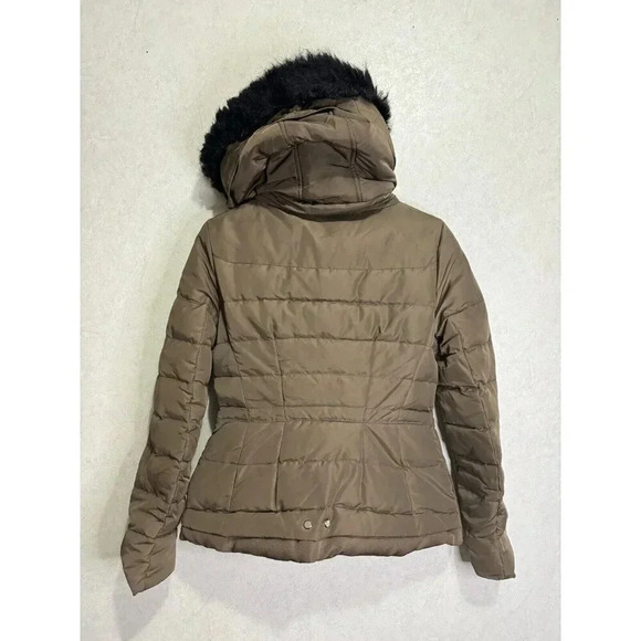ZARA Faux Fur Hooded PUFFER DOWN Parka Anorak Jacket Medium Outdoor Hike Travel - Picture 4 of 13